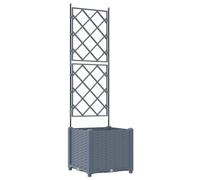 vidaXL Fioriera in plastica grigio chiaro con traliccio per uso interno esterno 40 x 143 cm Design contemporaneo Materiale sintetico resistente Decorazioni da giardino Supporto per piante Soluzione pe