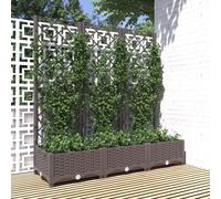 vidaXL Fioriera da Giardino con Graticcio Marrone 120x40x121,5cm in PP