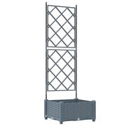 vidaXL Vaso quadrato grigio chiaro con traliccio, per uso interno ed esterno, materiale sintetico resistente ai raggi UV, ideale per balcone, terrazza, dimensioni 40 x 125,5 cm, supporto per piante in