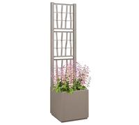 VidaXL Fioriera da Giardino Moderna Quadrata Grigia 38L per Piante, Design Minimalista Verticale 140cm in Polipropilene, Base 36x36cm, Resistente alle