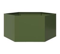vidaXL Fioriera da Giardino Verde Oliva Esagono 104x90x45 cm Acciaio, fioriera, fioriera da Patio, Contenitore per Piante, fioriera da Esterno
