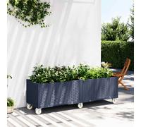 vidaXL Fioriera Giardino con Ruote Grigio Blu 160x50x54 cm PP