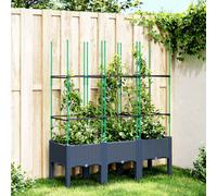 vidaXL Fioriera Giardino con Traliccio Grigio Blu 120x40x142,5 cm PP