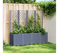vidaXL Fioriera Giardino con Traliccio Grigio Blu 160x40x140 cm PP