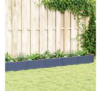 vidaXL Fioriera da Giardino con Picchetti Grigio Blu 362,5x42,5x28,5 cm PP, fioriera, fioriera rialzata, fioriera modulare, fioriera da esterno