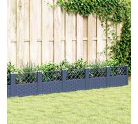 vidaXL Fioriera Giardino Picchetti Grigio Blu 363,5x43,5x43,5 cm PP