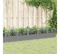 vidaXL Fioriera Giardino Picchetti Grigio Chiaro 363,5x43,5x43,5 cm PP
