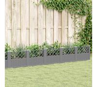vidaXL Fioriera Giardino Picchetti Grigio Chiaro 363,5x43,5x43,5 cm PP
