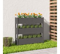 vidaXL Fioriera Grigia 112x25x104,5 cm in Legno Massello di Pino