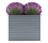 vidaXL Fioriera in acciaio zincato da giardino, 100 x 40 x 77 cm, colore: grigio