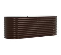 vidaXL Fioriera in Metallo per Giardinaggio all'Aperto Ovale Acciaio Zincato Durevole Resistente alla Ruggine Design Moderno 240 X 80 81 cm Contenitore per Piante Fioriere Grande Resistente