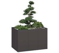vidaXL Fioriera Nera 120x80x80 cm in Acciaio, Vaso per Piante, Supporto per Piante, Letto rialzato, Supporto per fioriera, Vassoio per Piante