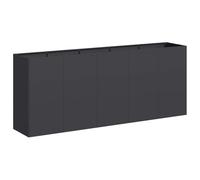 vidaXL Fioriera Nera 200x40x80 cm in Acciaio Laminato a Freddo, Vaso per Piante, Supporto per Piante, Letto rialzato, Supporto per fioriera