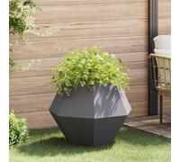 vidaXL Fioriera Nero 75 x 75 x 60 cm Acciaio, Giardino e terrazza, Vaso Outdoor Resistente, Contenitore Rettangolare per Erbe, Ottima Decorazione