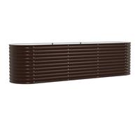 vidaXL Fioriera Ovale in Acciaio Zincato Marrone 320 X 80 81 cm Durevole Design Moderno Uso Esterno Finitura Liscia Verniciatura a Polvere Perfetta per Fiori Erbe Verdure Giardino Metallica Grande Con