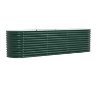 vidaXL Fioriera ovale verde in metallo 320 X 80 81 cm Acciaio zincato Finitura verniciata a polvere Design moderno per piante e fiori da esterno Fioriere grandi Decorazioni da giardino durevoli Pianta