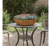 VidaXL Fioriera Quadrata in Acciaio Resistente per Esterni, Finitura Invecchiata Impermeabile, Design Moderno con Drenaggio, Ideale per Balcone Giardino Patio,