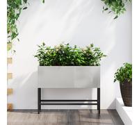 vidaXL Fioriera rettangolare in acciaio inox, con intarsi decorativi moderni, per interni ed esterni, colore argento, 60 x 26,45 cm
