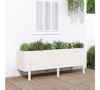 vidaXL Fioriera Rialzata da Giardino Bianca 160x50x57 cm Massello Pino