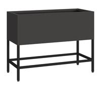 vidaXL Vaso in metallo nero contemporaneo per interni ed esterni | Elegante porta piante rettangolare con finitura opaca durevole, ideale per la decorazione del balcone