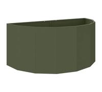 vidaXL Fioriera Verde Oliva 120 x 60 x 50 cm Acciaio, Vaso da Giardino, Supporto in Acciaio, Decorativo per Esterni, Contenitore Robusto, Accento in Serra