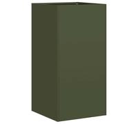 vidaXL Fioriera Verde Oliva 40x40x80 cm in Acciaio Laminato a Freddo, Vaso per Piante, Supporto per Piante, Letto rialzato, Supporto per fioriera