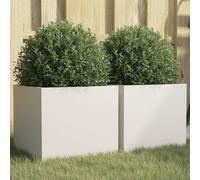 vidaXL Fioriere 2 pz Bianche 32x30x29 cm in Acciaio