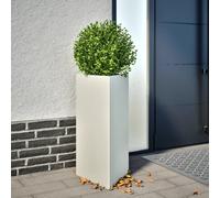 vidaXL Fioriere 2 pz Bianche Triangolari 40x34,5x70 cm in Acciaio, fioriera, fioriera da Patio, Vaso Fiori da Esterni, fioriera da Esterno