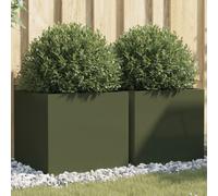 vidaXL Fioriere 2 pz Verde Oliva 49x47x46 cm in Acciaio