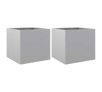 vidaXL Fioriere 2pz Argento 32x30x29 cm in Acciaio Zincato