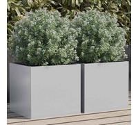 vidaXL Fioriere 2pz Argento 32x30x29 cm in Acciaio Zincato