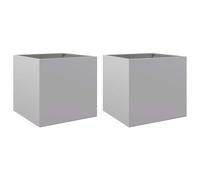 vidaXL Fioriere 2pz Argento 49x47x46 cm in Acciaio Zincato