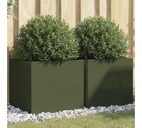 vidaXL Fioriere 2pz Verde Oliva 49x47x46 cm Acciaio Laminato a Freddo