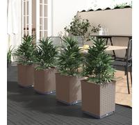 vidaXL Fioriere 4 pz Marroni 30x30x37 cm in Polipropilene