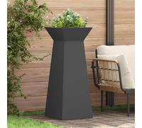 vidaXL Fioriere a colonna giardino 2 pz con ciotola nera 40x40x100 cm in acciaio.