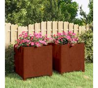 vidaXL Fioriere con Gambe 2pz Ruggine 40x40x40 cm Acciaio Corten