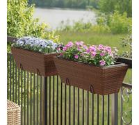 vidaXL Fioriere con Ganci 2 pz Marroni in Polyrattan