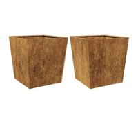 vidaXL Fioriere da Giardino 2 pz 50x50x50 cm in Acciaio Corten, fioriera, fioriera da patio, vaso fiori da esterni, fioriera da esterno