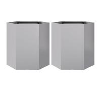 vidaXL Fioriere da Giardino 2 pz Esagono 46x40x45cm in Acciaio Zincato, fioriera, fioriera da Patio, Contenitore per Piante, fioriera da Esterno