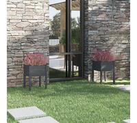 vidaXL Fioriere da Giardino 2 pz Grigie 50x50x70 cm Massello di Pino