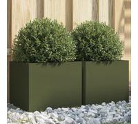 vidaXL Fioriere da Giardino 2 pz Verde Oliva 32x30x29 cm in Acciaio