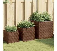 vidaXL Fioriere da Giardino 3 pz Marroni in Polyrattan