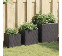 vidaXL Fioriere da Giardino 3 pz Nere in Polyrattan