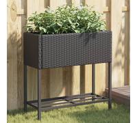 vidaXL Fioriere da Giardino con Ripiani 2pz Nere 70x28x70cm Polyrattan