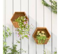 vidaXL Fioriere da Parete 2 pz Ruggine in Acciaio Corten 30x10x25 cm