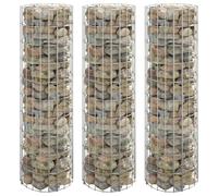 vidaXL Fioriere Gabbione Circolare 3 pz in Acciaio Zincato Ø30x100 cm
