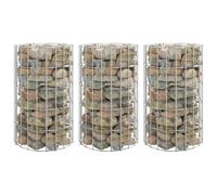 vidaXL Fioriere Gabbione Circolare 3 pz in Acciaio Zincato Ø30x50 cm