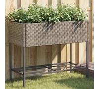 vidaXL Fioriere Giardino con Ripiani 2pz Grigie 90x40x75cm Polyrattan