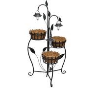 vidaXL Fioriere partavasi supporto in ferro battuto e lampade LED s
