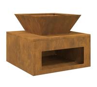 vidaXL Focolare 50 x 50 x 40 cm in Acciaio corten, Design Rustico, con Ruote e Riscaldamento a Legna. Perfetto per Uso Esterno, Camino cubico da Giardino, riscaldatore per Patio e Stufa Portatile.